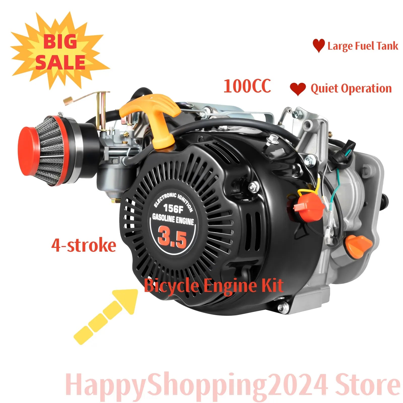 100CC 4 - Stroke Gas Petrol Motorized Bike Engine Scooter Belt Kit Motorized Bicycle Bike Engine set Single Cylinder - RISE DEFENSE SYSTEMS.AI PRODUCTS
