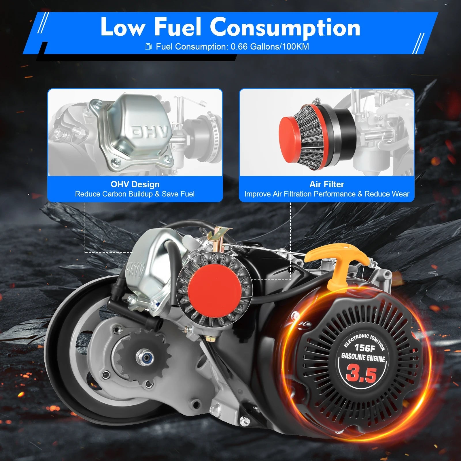 100CC 4 - Stroke Gas Petrol Motorized Bike Engine Scooter Belt Kit Motorized Bicycle Bike Engine set Single Cylinder - RISE DEFENSE SYSTEMS.AI PRODUCTS