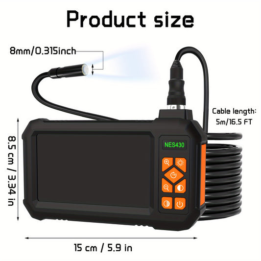 4. 3" IPS HD Borescope Camera with High-Quality 1080P Lens and Bright Headlight for Automotive and House Pipe Inspection RISE DEFENSE SYSTEMS.AI PRODUCTS