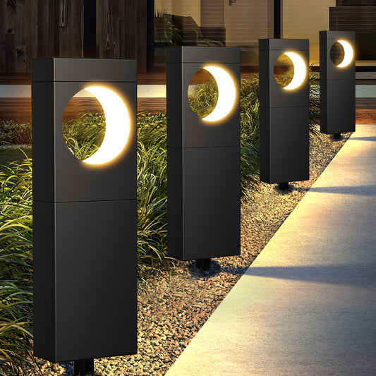 Solar Outdoor Lights 6 Pack, Bright Pathway Outdoor, Achieve, Moon Shape Landscape, Auto On/Off For Outside Yard Garden Path, IPX5 Waterproof Solar Pathway Lights Outdoor( Warm White ) RISE DEFENSE SYSTEMS.AI PRODUCTS