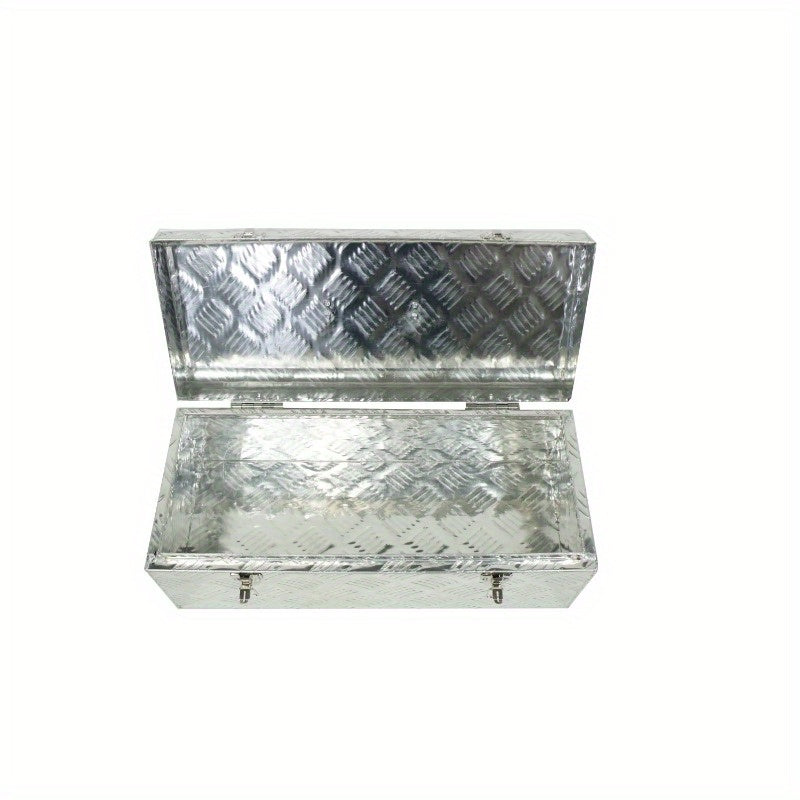 Aluminum truck toolbox, 22"L x 9.65"W x 8.66"H, compatible with ATV trucks, with locks and 2 keys, rectangular, silver, RISE DEFENSE SYSTEMS.AI PRODUCTS