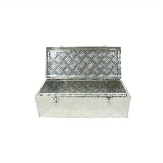 Aluminum truck toolbox, 22"L x 9.65"W x 8.66"H, compatible with ATV trucks, with locks and 2 keys, rectangular, silver, RISE DEFENSE SYSTEMS.AI PRODUCTS