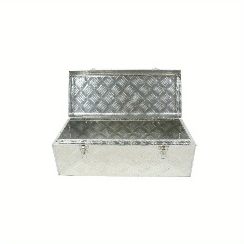 Aluminum truck toolbox, 22"L x 9.65"W x 8.66"H, compatible with ATV trucks, with locks and 2 keys, rectangular, silver, RISE DEFENSE SYSTEMS.AI PRODUCTS