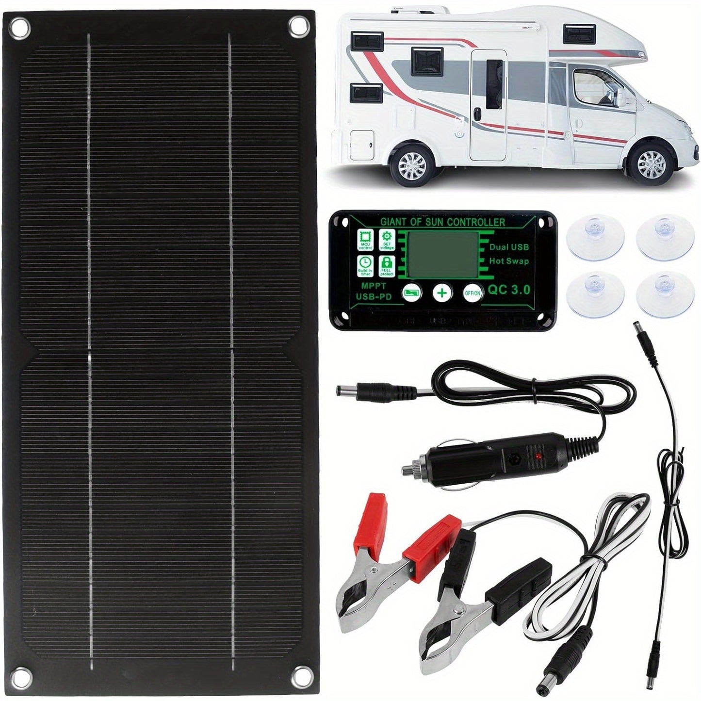 600W Solar Panel Charger Monocry Stalline Silicon 100A Charge Controller Solar Panel Kit with Extension Cable Clip for RV Outdoor Camping RISE DEFENSE SYSTEMS.AI PRODUCTS