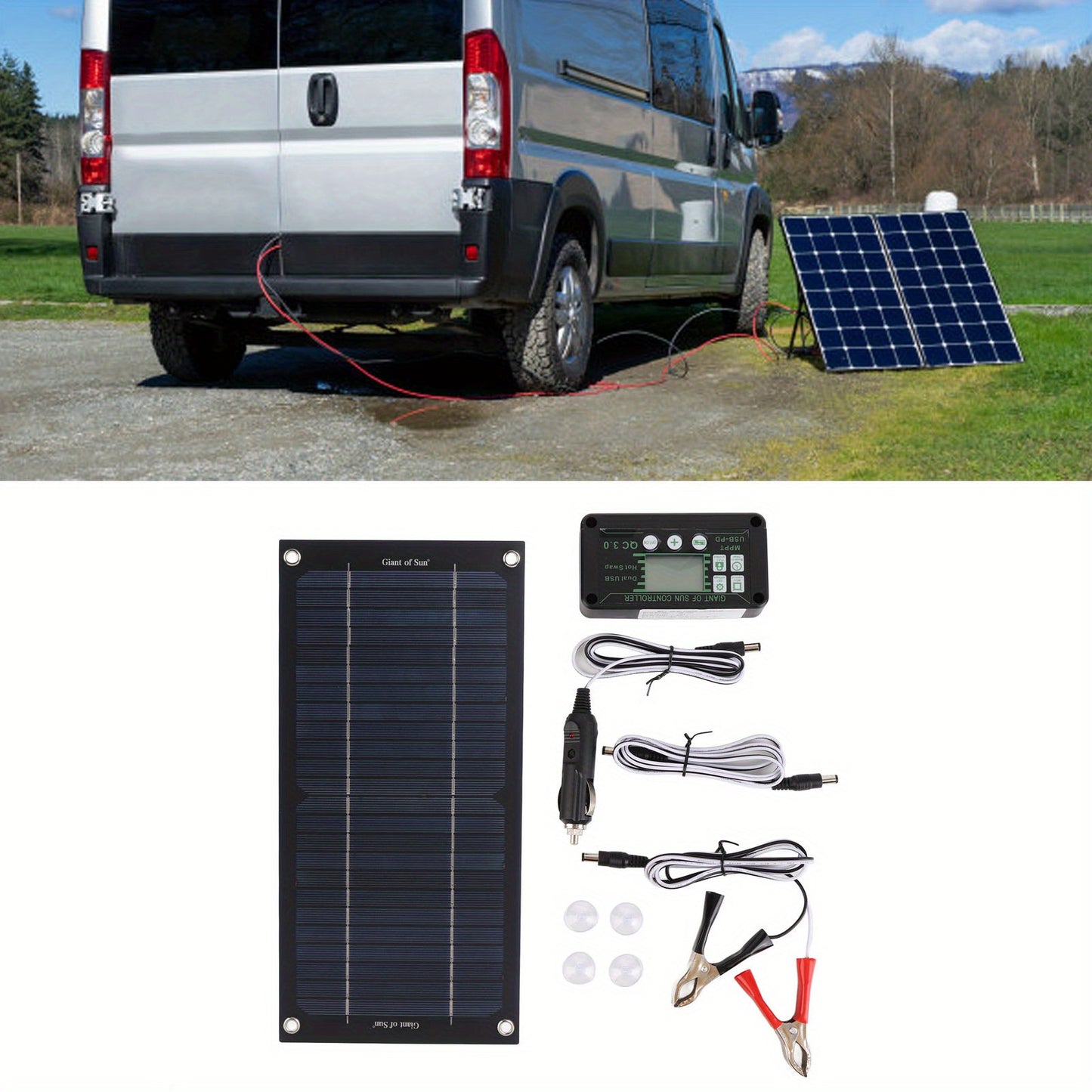 600W Solar Panel Charger Monocry Stalline Silicon 100A Charge Controller Solar Panel Kit with Extension Cable Clip for RV Outdoor Camping RISE DEFENSE SYSTEMS.AI PRODUCTS