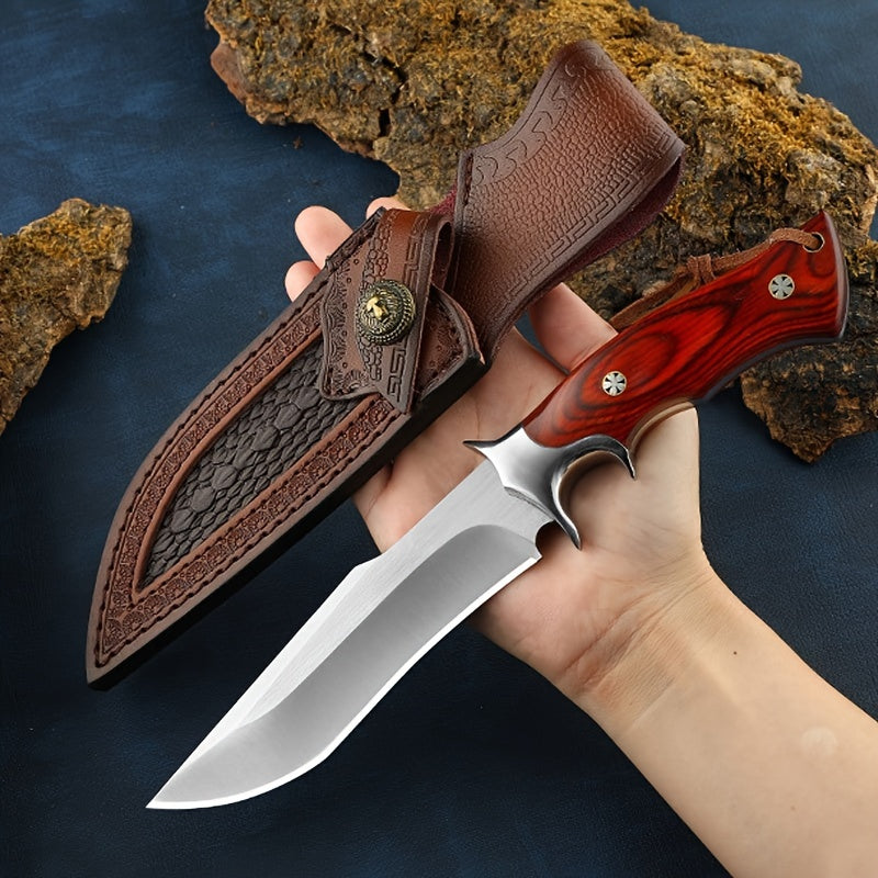Breaking the Lion King Outdoor Straight Knife Leather Right or Left Hand Horizontal Fixed Blade Sheath Outdoor Camping Stainless Steel Knife RISE DEFENSE SYSTEMS.AI PRODUCTS