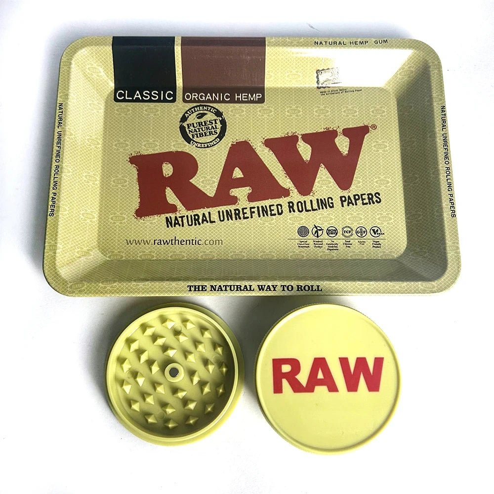 18x12.5cm Metal Tobacco Rolling Tray Kit 60MM Plastics Herbal Grinder Set Cigarette Tin Boxes Spice Crusher Smoking Accessories - RISE DEFENSE SYSTEMS.AI PRODUCTS