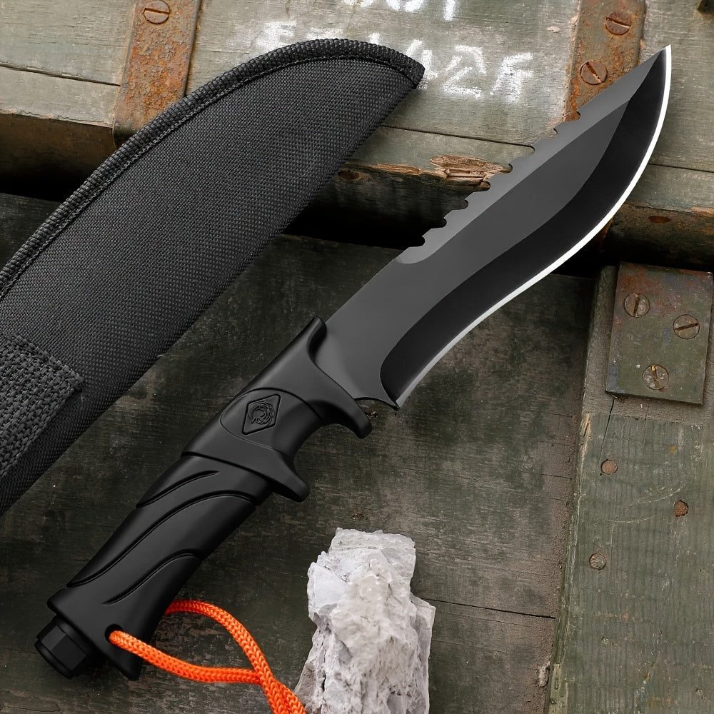1pc Premium Outdoor Stainless Steel Straight Blade Knife - Durable EDC Fixed Blade with Sheath, Multi-Purpose Cutting Tool for Camping, Hiking, and Outdoor Adventures - Corrosion-Resistant, Ergonomic Handle, and Portable Desi RISE DEFENSE SYSTEMS.AI PRODUCTS