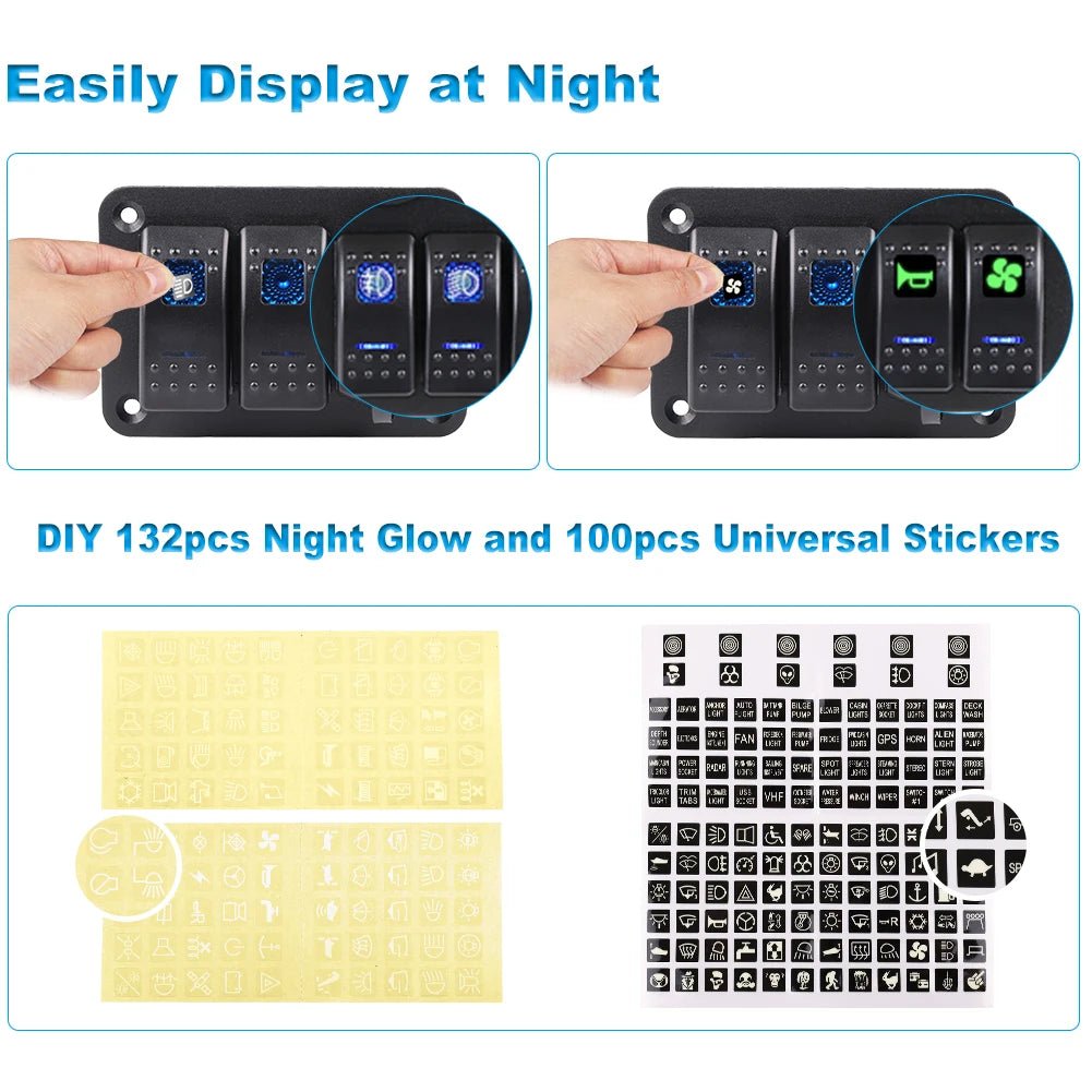 2 3 Gang Waterproof Marine Switch Panel 12V With 4.2A Dual USB Charger Socket LED Digital Voltmeter For Truck RV Boat - RISE DEFENSE SYSTEMS.AI PRODUCTS