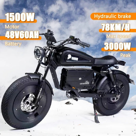 2024 ZPW Ebike 1500W Brushless Motor 48V60AH 20 inch Electric Bicycle Fat motorcycle With Hydraulic Shock Absorber Mountain Bike - RISE DEFENSE SYSTEMS.AI PRODUCTS