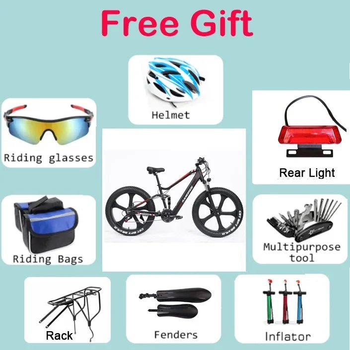 2025 New YX90M Electric Bicycle 1000W48V13.6Ah High Speed Motor Fat Tire 26 Inch Bicycle with Hydraulic Brake Full Suspension - RISE DEFENSE SYSTEMS.AI PRODUCTS