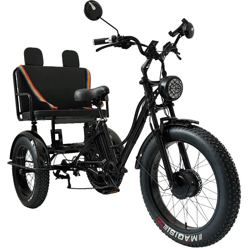 24 Inch Powerful Snow Fat Tire Electric Cargo Bike 750W 48V 7 Speed Three Wheel Electric Tricycles for Elderly with Cargo Basket - RISE DEFENSE SYSTEMS.AI PRODUCTS