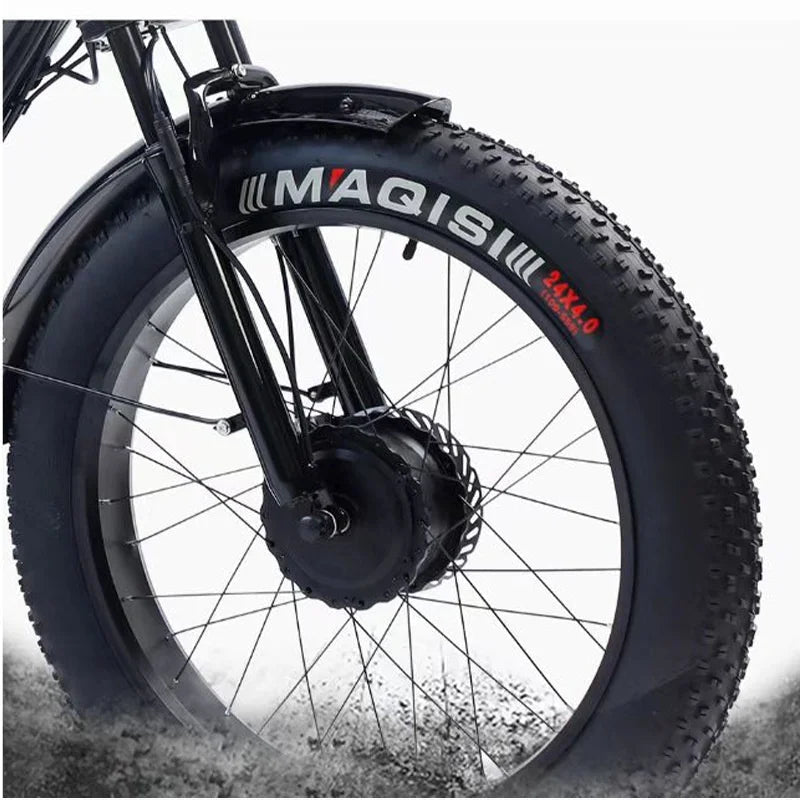 24 Inch Powerful Snow Fat Tire Electric Cargo Bike 750W 48V 7 Speed Three Wheel Electric Tricycles for Elderly with Cargo Basket - RISE DEFENSE SYSTEMS.AI PRODUCTS