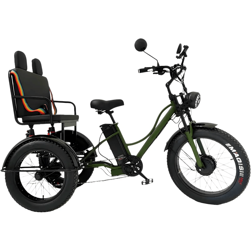 24 Inch Powerful Snow Fat Tire Electric Cargo Bike 750W 48V 7 Speed Three Wheel Electric Tricycles for Elderly with Cargo Basket - RISE DEFENSE SYSTEMS.AI PRODUCTS