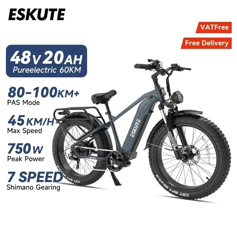25 - year new ESKUTE ES - 26 - YWXD electric bicycle 750W 48V 20Ah battery 26 - inch tire 45km/h adult urban mountain electric bicycle - RISE DEFENSE SYSTEMS.AI PRODUCTS