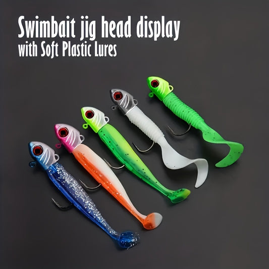 [Popular Choice] 6pcs Swimbait Jig Heads with Red Eyes - Lead Fishing Jig Heads for Freshwater and Saltwater, Essential Pike and Bass Fishing Tackles, Glow-in-the-Dark, Lure, Hook RISE DEFENSE SYSTEMS.AI PRODUCTS