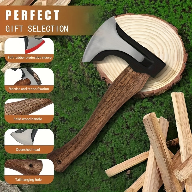1pc, multi-functional outdoor axe - special steel forged wooden handle Russian tomahawk outdoor camping engineer axe, all steel aircraft axe, portable logging axe, home cutting axe RISE DEFENSE SYSTEMS.AI PRODUCTS
