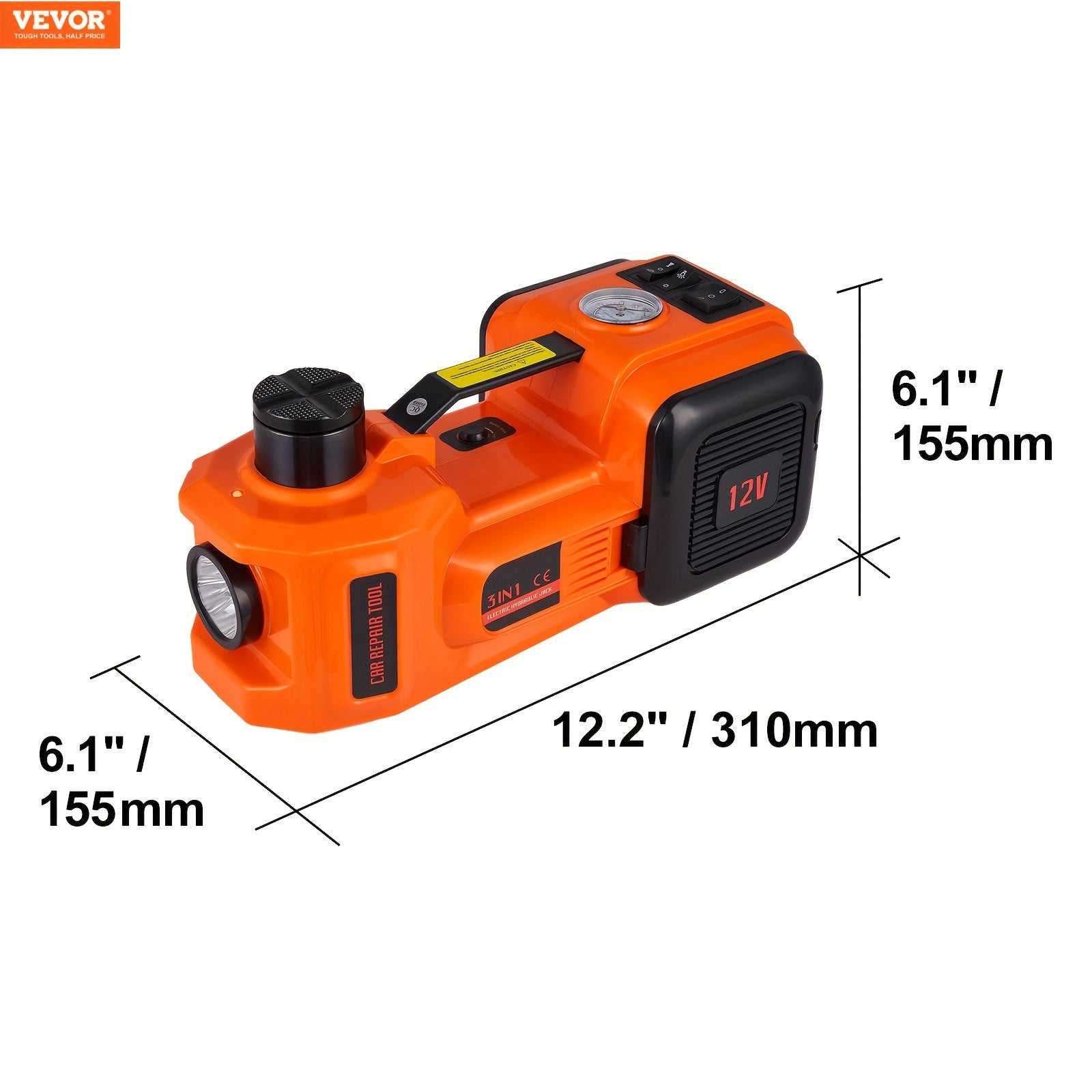 VEVOR Electric Car Jack, 5 Ton 12V Electric Hydraulic Car Floor Jack With Built-in Tire Inflator Pump For SUV Sedans RISE DEFENSE SYSTEMS.AI PRODUCTS