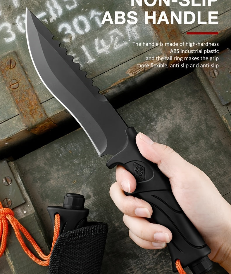 1pc Premium Outdoor Stainless Steel Straight Blade Knife - Durable EDC Fixed Blade with Sheath, Multi-Purpose Cutting Tool for Camping, Hiking, and Outdoor Adventures - Corrosion-Resistant, Ergonomic Handle, and Portable Desi RISE DEFENSE SYSTEMS.AI PRODUCTS