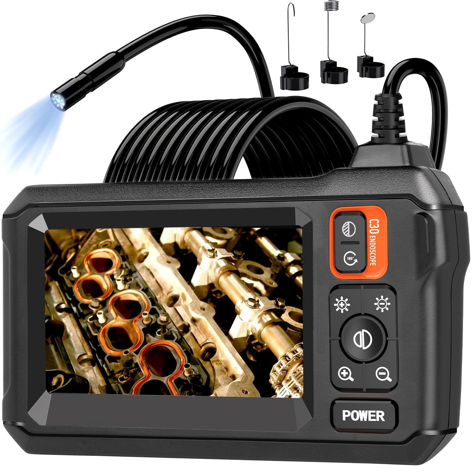 1pc 1080P HD Borescope Endoscope Camera with Light, 4.3