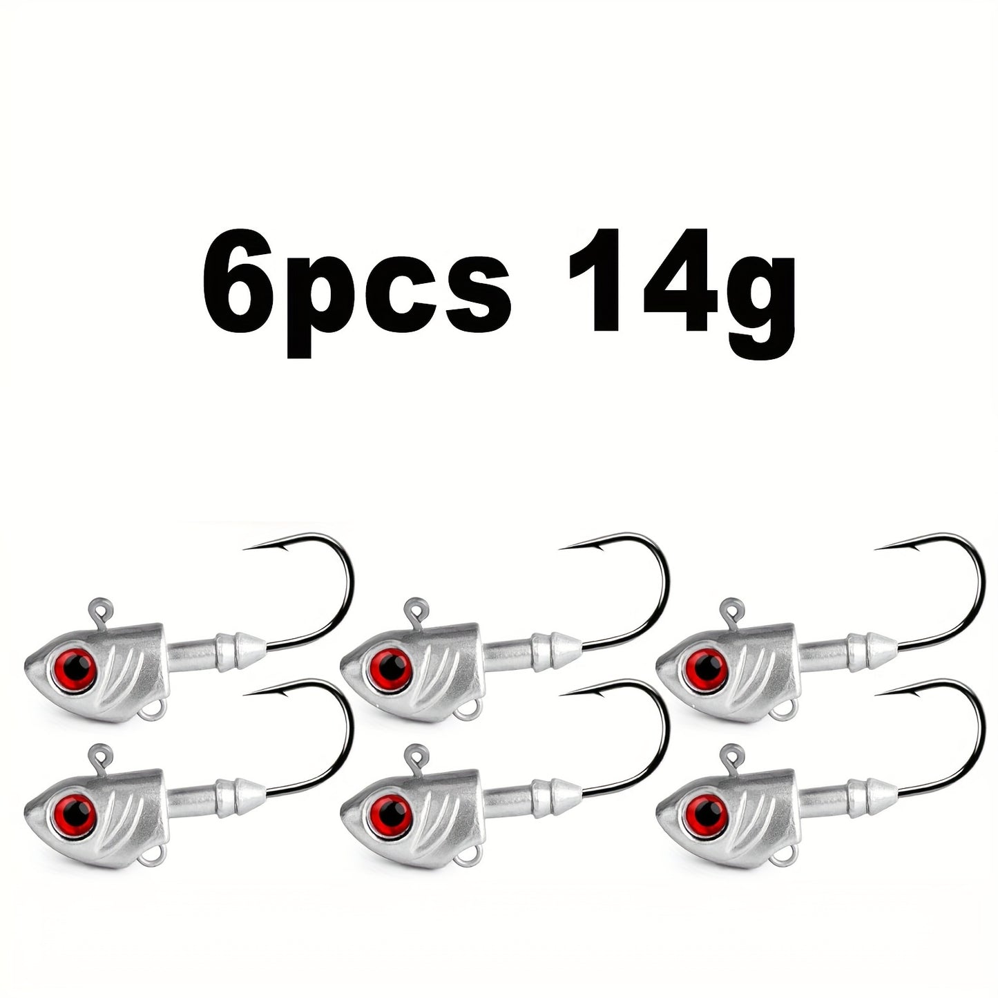 [Popular Choice] 6pcs Swimbait Jig Heads with Red Eyes - Lead Fishing Jig Heads for Freshwater and Saltwater, Essential Pike and Bass Fishing Tackles, Glow-in-the-Dark, Lure, Hook RISE DEFENSE SYSTEMS.AI PRODUCTS