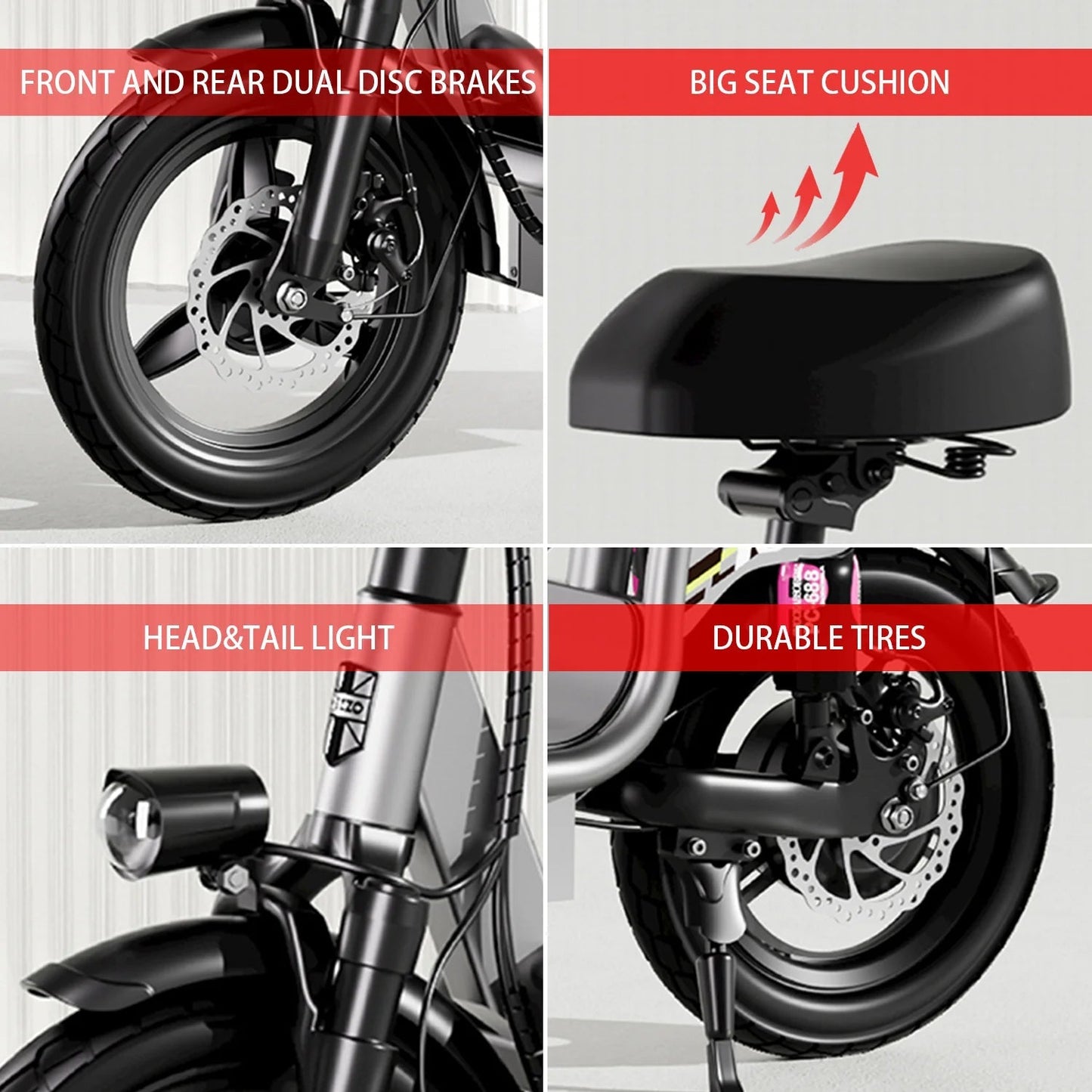 48V 500W Carbon Steel Ebike Electric Bike Multi - Shock Absorption City Commuter Adult Electric Bicycle 14"Road tires With Basket - RISE DEFENSE SYSTEMS.AI PRODUCTS