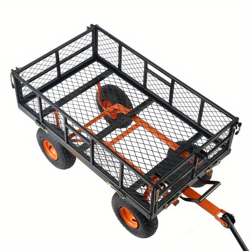 VEVOR Dump Cart Metal Garden Dump Cart with Easy to Assemble Frame Dump Wagon with 2-in-1 Convertible Handle Utility Wheelbarrow 400 lbs Capacity 10 inch Tires RISE DEFENSE SYSTEMS.AI PRODUCTS