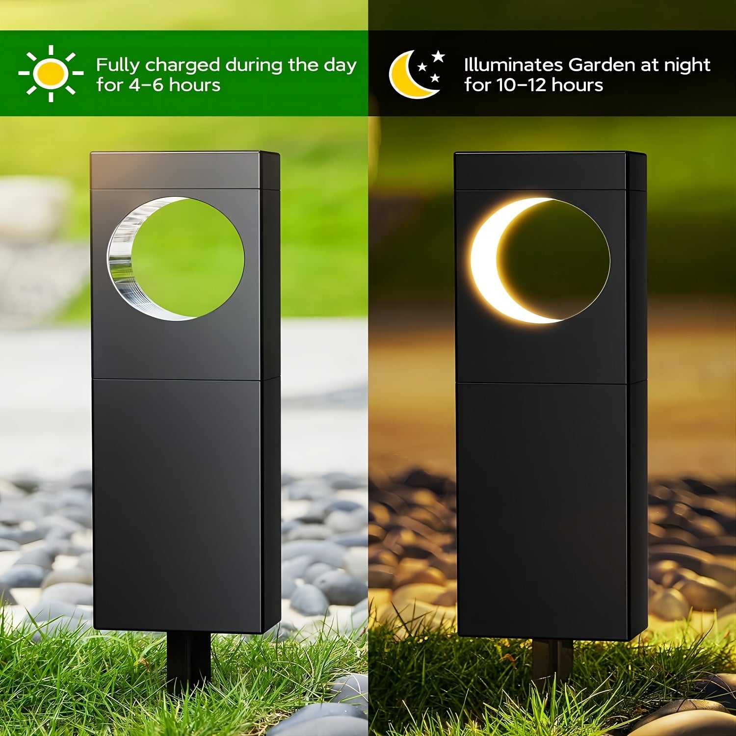 Solar Outdoor Lights 6 Pack, Bright Pathway Outdoor, Achieve, Moon Shape Landscape, Auto On/Off For Outside Yard Garden Path, IPX5 Waterproof Solar Pathway Lights Outdoor( Warm White ) RISE DEFENSE SYSTEMS.AI PRODUCTS