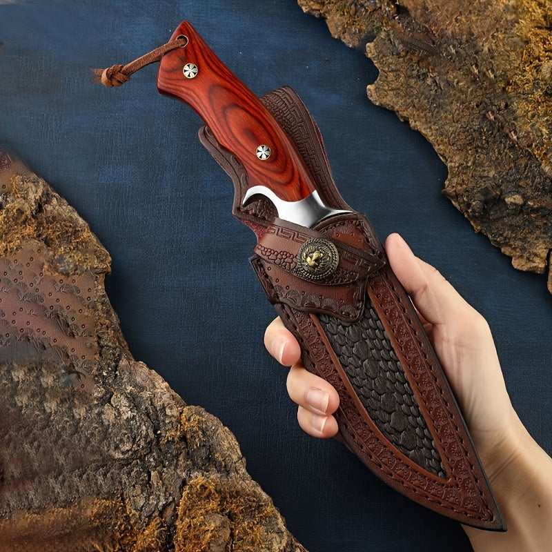 Breaking the Lion King Outdoor Straight Knife Leather Right or Left Hand Horizontal Fixed Blade Sheath Outdoor Camping Stainless Steel Knife RISE DEFENSE SYSTEMS.AI PRODUCTS