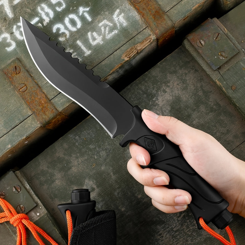 1pc Premium Outdoor Stainless Steel Straight Blade Knife - Durable EDC Fixed Blade with Sheath, Multi-Purpose Cutting Tool for Camping, Hiking, and Outdoor Adventures - Corrosion-Resistant, Ergonomic Handle, and Portable Desi RISE DEFENSE SYSTEMS.AI PRODUCTS