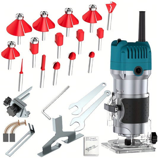 Compact 800W Wood Router for Woodworking - 35000RPM, Edge Guide, Roller Guide for Precise Trimming and Profiling, 110V Plug-In Power RISE DEFENSE SYSTEMS.AI PRODUCTS