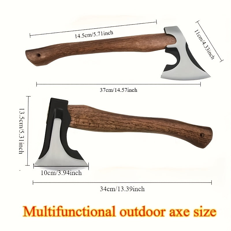 1pc, multi-functional outdoor axe - special steel forged wooden handle Russian tomahawk outdoor camping engineer axe, all steel aircraft axe, portable logging axe, home cutting axe RISE DEFENSE SYSTEMS.AI PRODUCTS
