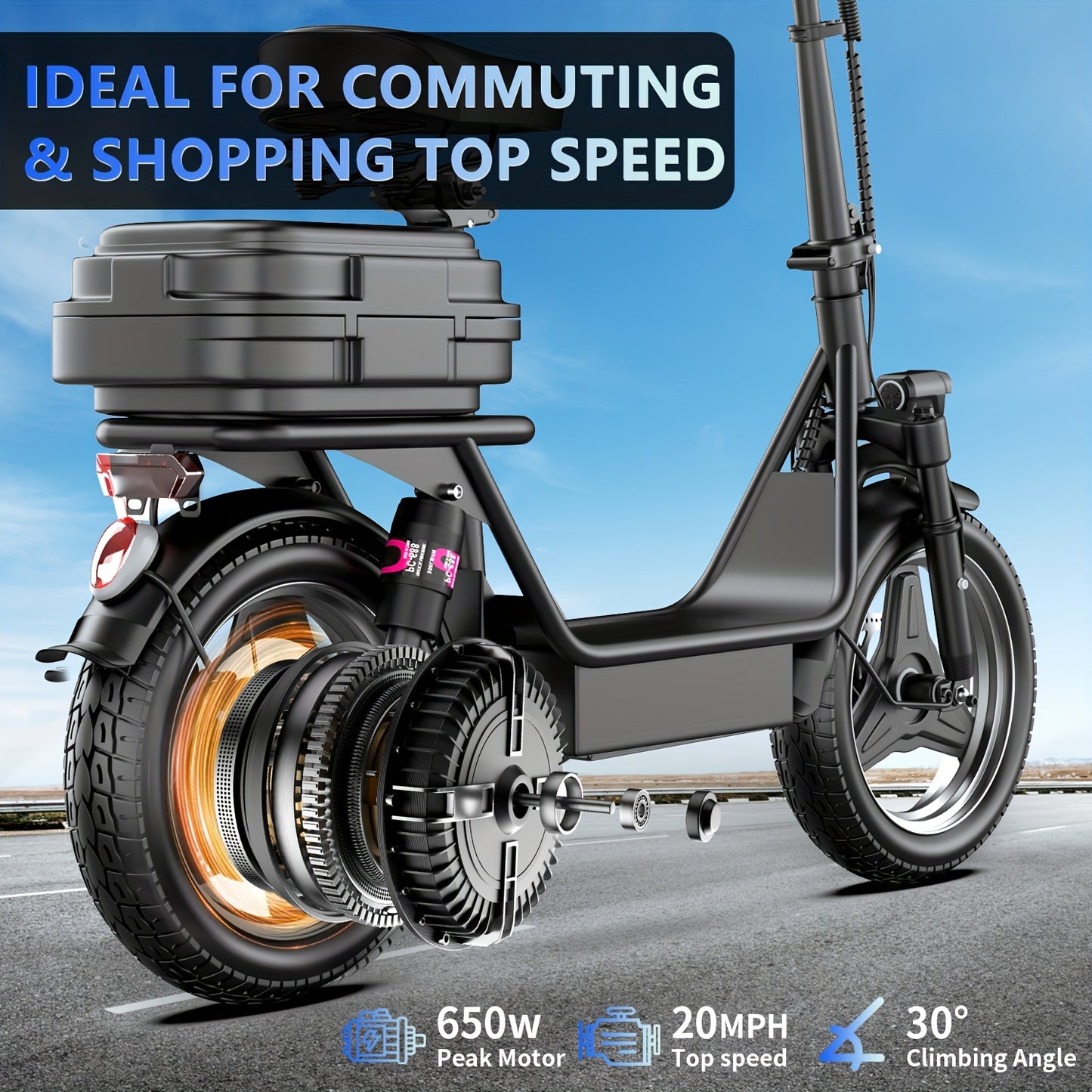High-Speed Electric Scooter for Adults - 500W 650W Peak Motor, 20mph Top Speed, 30Miles Long Range, Comfortable Seat, Dual Disc Brakes, Perfect for Commuters and Travelers RISE DEFENSE SYSTEMS.AI PRODUCTS