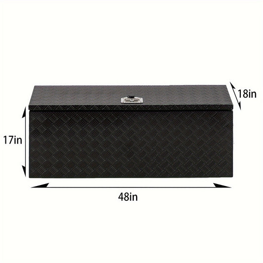 Truck Bed Tool Box Trailer Storage Tool Box Black Aluminum Heavy Duty Pick Up Truck Bed RV Toolbox Diamond Plate With Lock & Keys RISE DEFENSE SYSTEMS.AI PRODUCTS