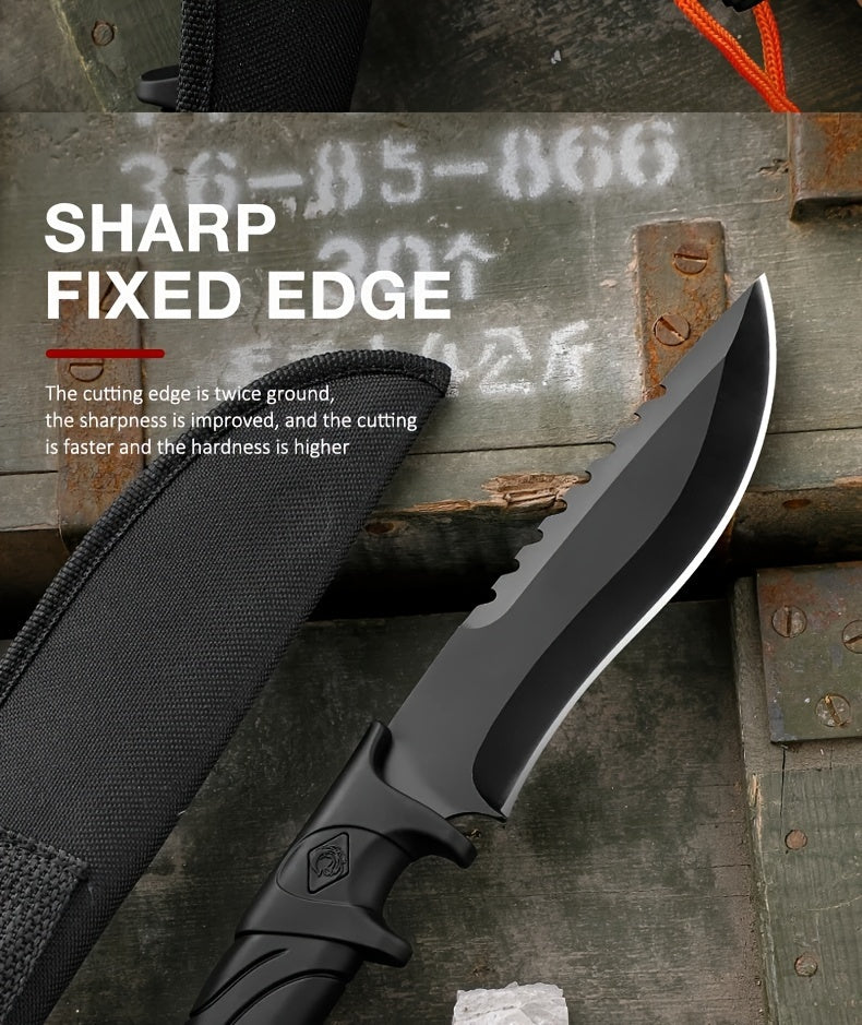 1pc Premium Outdoor Stainless Steel Straight Blade Knife - Durable EDC Fixed Blade with Sheath, Multi-Purpose Cutting Tool for Camping, Hiking, and Outdoor Adventures - Corrosion-Resistant, Ergonomic Handle, and Portable Desi RISE DEFENSE SYSTEMS.AI PRODUCTS
