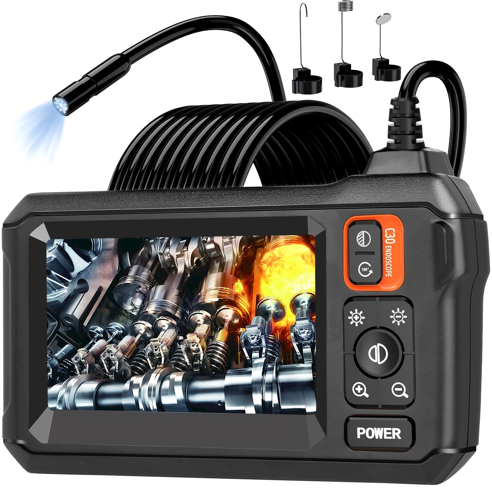 1pc 1080P HD Borescope Endoscope Camera with Light, 4.3