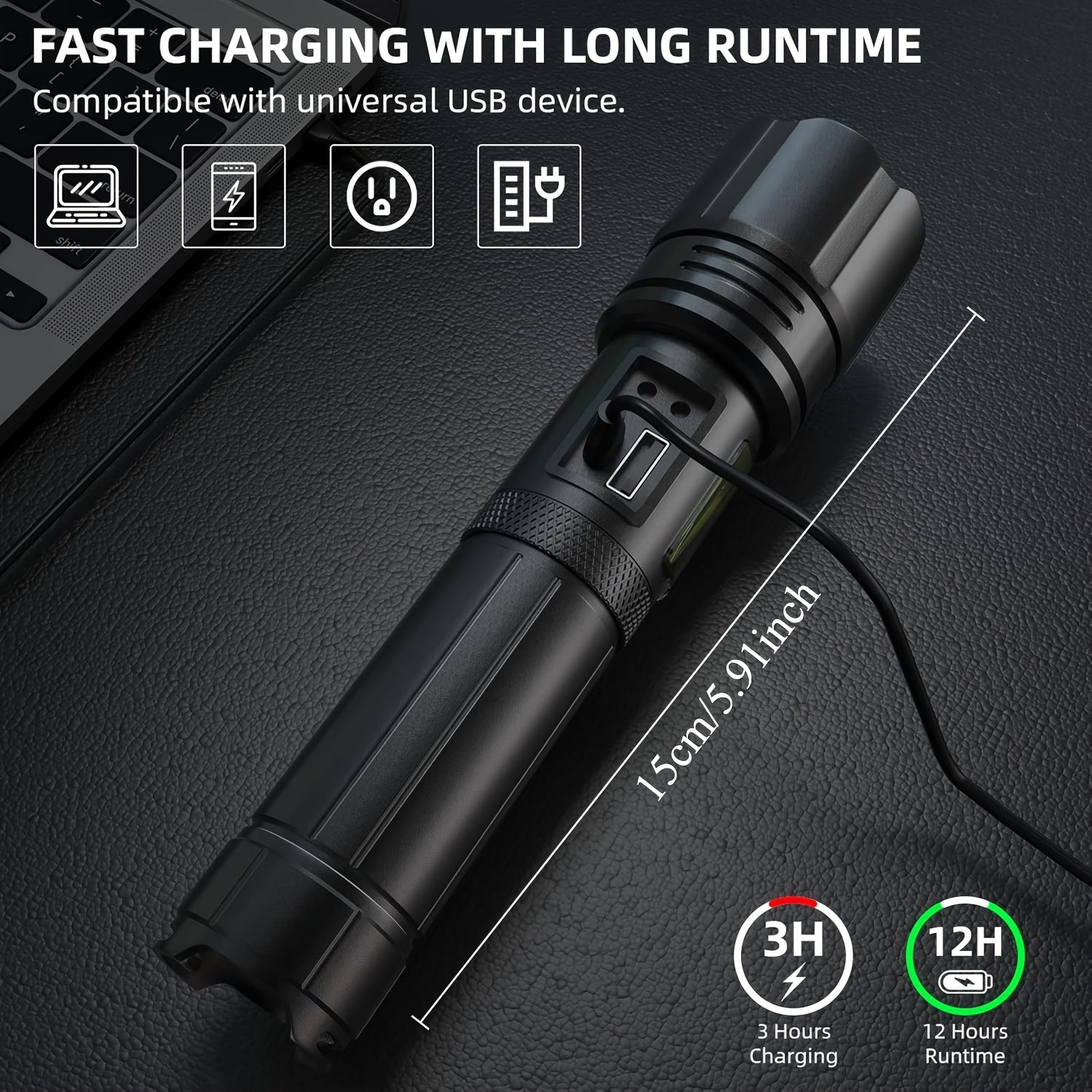 LYLTING Super Bright 800-1300 Lumens Flashlights High Lumens Rechargeable Super Bright Led Flashlight 7 Modes With Cob Work Light, Durable Aluminium Alloy, Handheld Flash Light For Home, Camping, Hiking RISE DEFENSE SYSTEMS.AI PRODUCTS