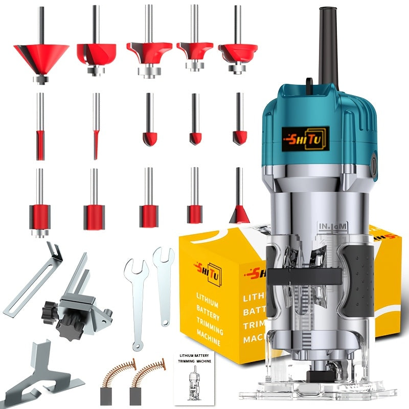 Compact 800W Wood Router for Woodworking - 35000RPM, Edge Guide, Roller Guide for Precise Trimming and Profiling, 110V Plug-In Power RISE DEFENSE SYSTEMS.AI PRODUCTS