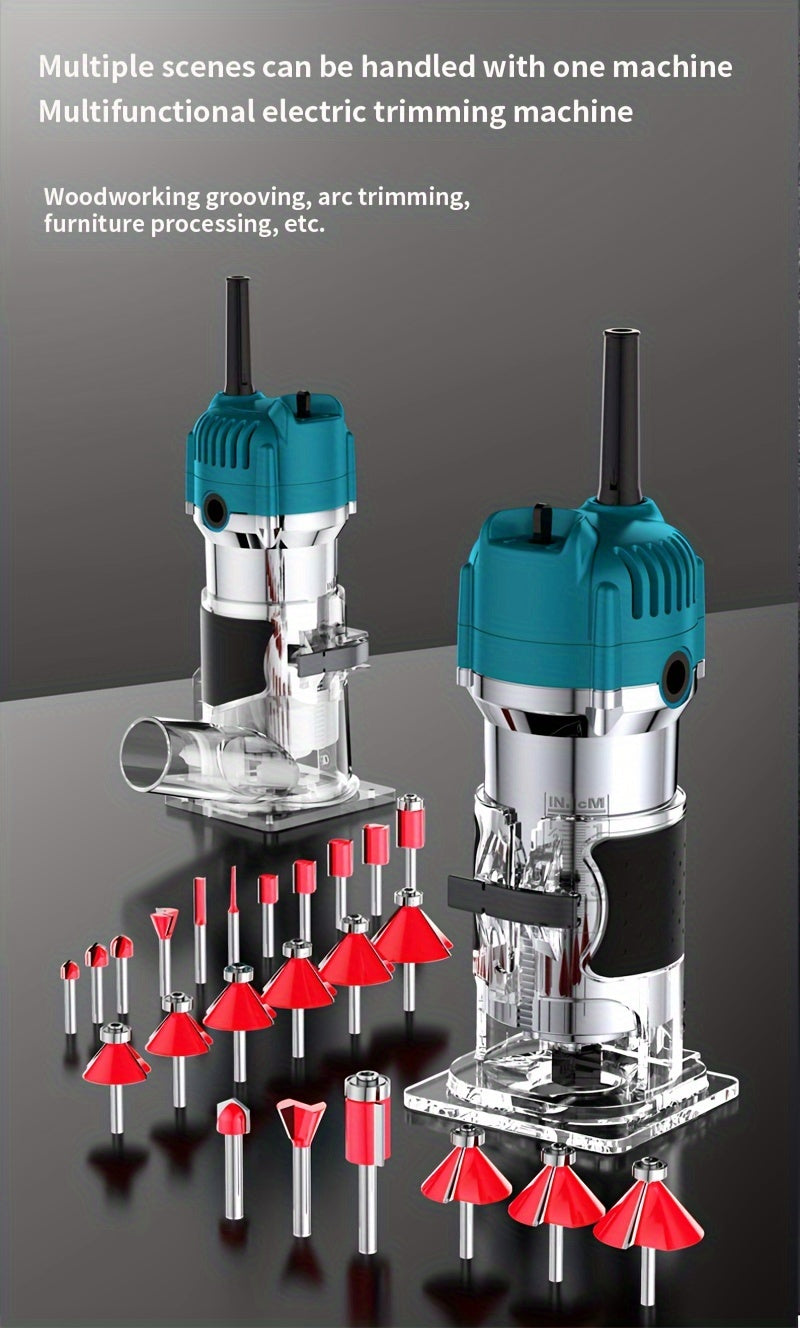 Compact 800W Wood Router for Woodworking - 35000RPM, Edge Guide, Roller Guide for Precise Trimming and Profiling, 110V Plug-In Power RISE DEFENSE SYSTEMS.AI PRODUCTS
