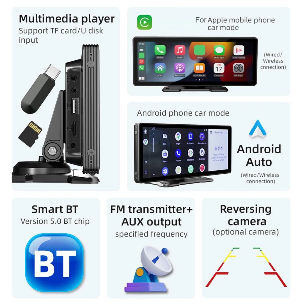 9.3 Inch Wireless Carplay Android Auto Car Radio HD Touch Screen Car MP5 Multimedia Player GPS Wifi Bluetooth Auto Link FM Radio - RISE DEFENSE SYSTEMS.AI PRODUCTS