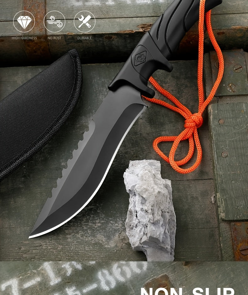 1pc Premium Outdoor Stainless Steel Straight Blade Knife - Durable EDC Fixed Blade with Sheath, Multi-Purpose Cutting Tool for Camping, Hiking, and Outdoor Adventures - Corrosion-Resistant, Ergonomic Handle, and Portable Desi RISE DEFENSE SYSTEMS.AI PRODUCTS