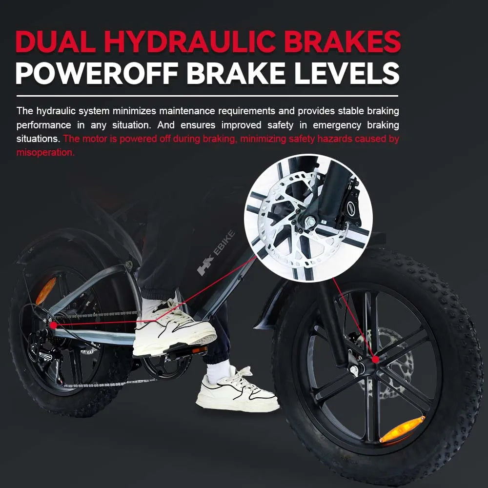 HX Q20PRO 2000W Adults Electric Bike Bicycle 48V 55AH 20 Inch Fat Tire electric bikes ebike Mountain Oil Brake 2000W Ebikes RISE DEFENSE SYSTEMS.AI PRODUCTS