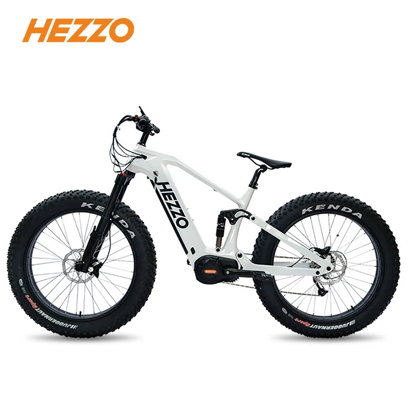 HEZZO 52V 1000W 21Ah Carbon Fiber Electric Bicycle BAFANG Middrive Ebike, 26x4.5 