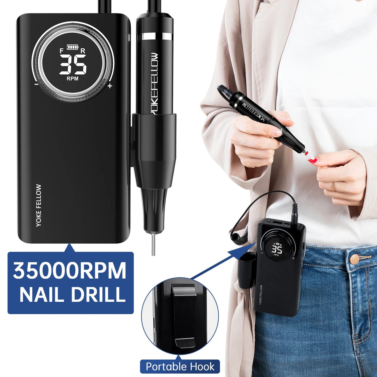 35000RPM Nail Drill Machine With HD LCD Display Rechargeable Nail Master For Manicure Portable Nail Drill Milling Machine RISE DEFENSE SYSTEMS.AI PRODUCTS