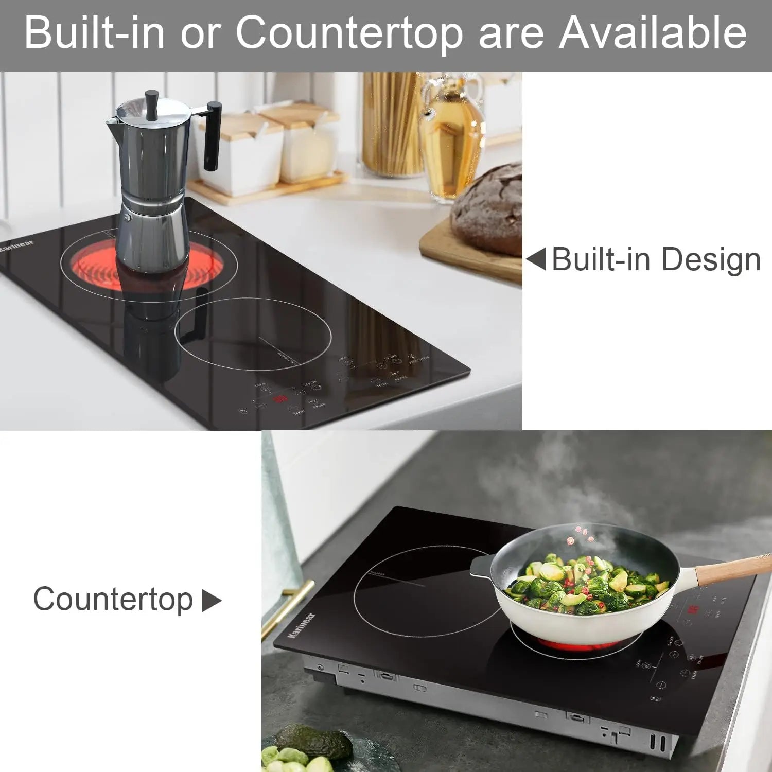 Karinear 2 Burners Electric Cooktop, 120v Plug in Ceramic Cooktop, 12 Inch Countertop & Built-in Electric Stove Top with Child S RISE DEFENSE SYSTEMS.AI PRODUCTS