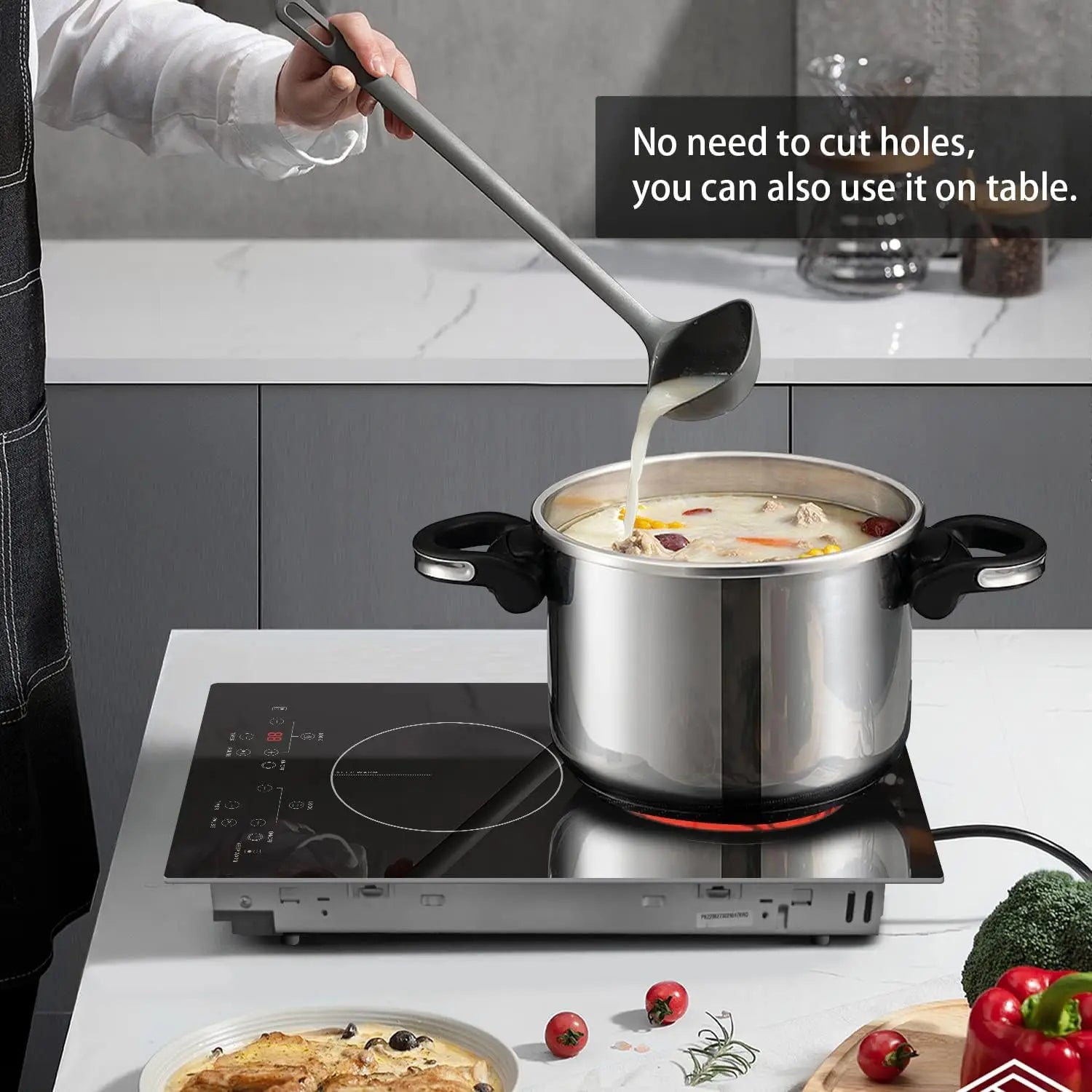 Karinear 2 Burners Electric Cooktop, 120v Plug in Ceramic Cooktop, 12 Inch Countertop & Built-in Electric Stove Top with Child S RISE DEFENSE SYSTEMS.AI PRODUCTS