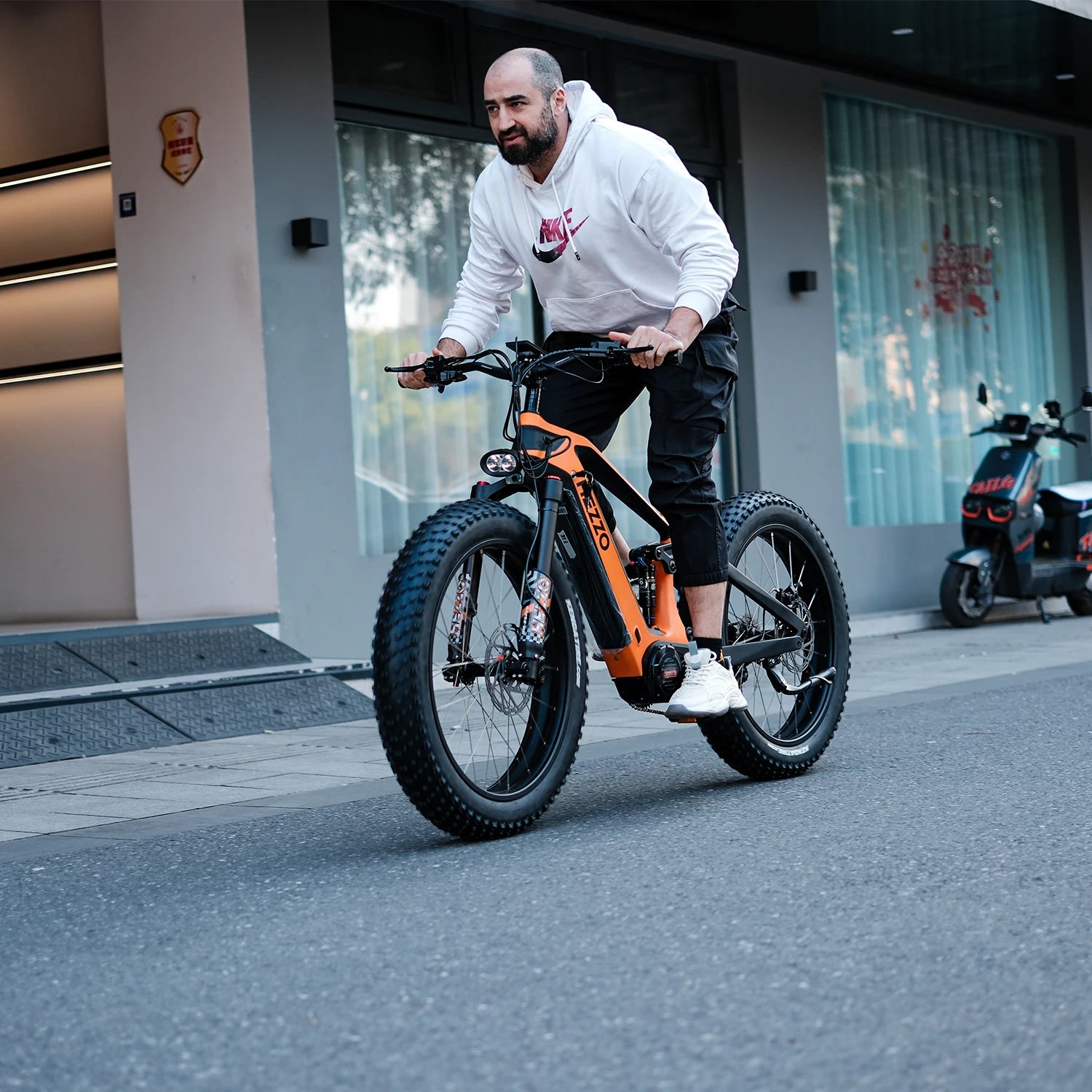 HEZZO 52V 1000W 21Ah Carbon Fiber Electric Bicycle BAFANG Middrive Ebike, 26x4.5 