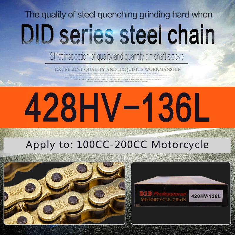 CVK High Quality Motorcycle O-ring Oil seal Chain Sets For 428 DID chain 136 Link 520 525 530 chains 120 Links with Facotry Sale RISE DEFENSE SYSTEMS.AI PRODUCTS