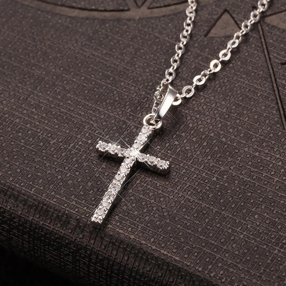 Fashion  Cross Pendants dropshipping Golden Silver  Color Crystal Jesus Cross Pendant Necklace Jewelry For Men/Women Wholesale RISE DEFENSE SYSTEMS.AI PRODUCTS