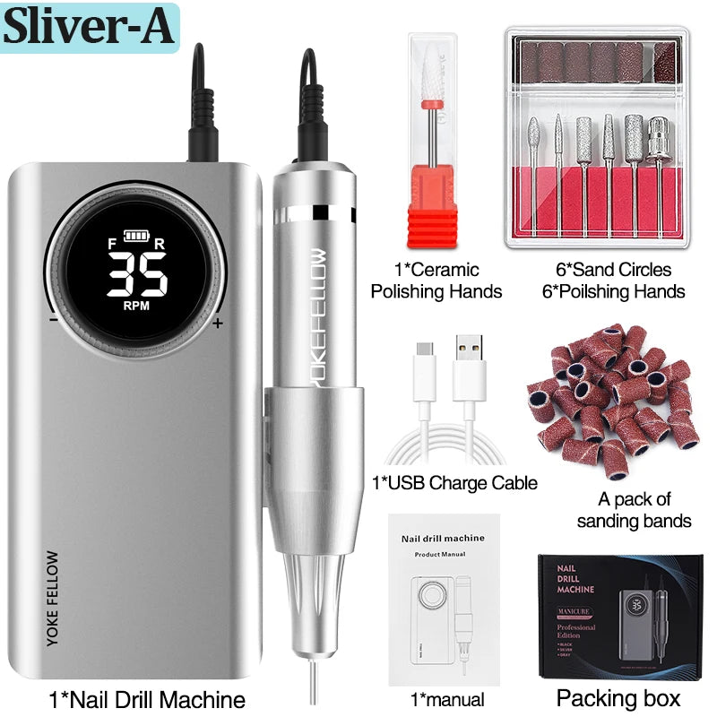 35000RPM Nail Drill Machine With HD LCD Display Rechargeable Nail Master For Manicure Portable Nail Drill Milling Machine RISE DEFENSE SYSTEMS.AI PRODUCTS